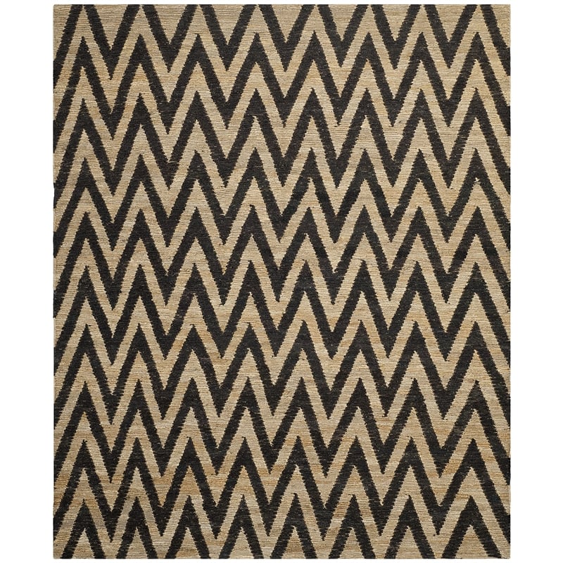 Safavieh Organica 6' X 9' Hand Knotted Jute Rug in Black and Natural