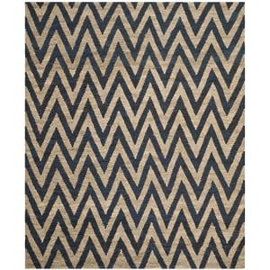 Safavieh Organica 6' X 9' Hand Knotted Jute Rug in Blue and Natural