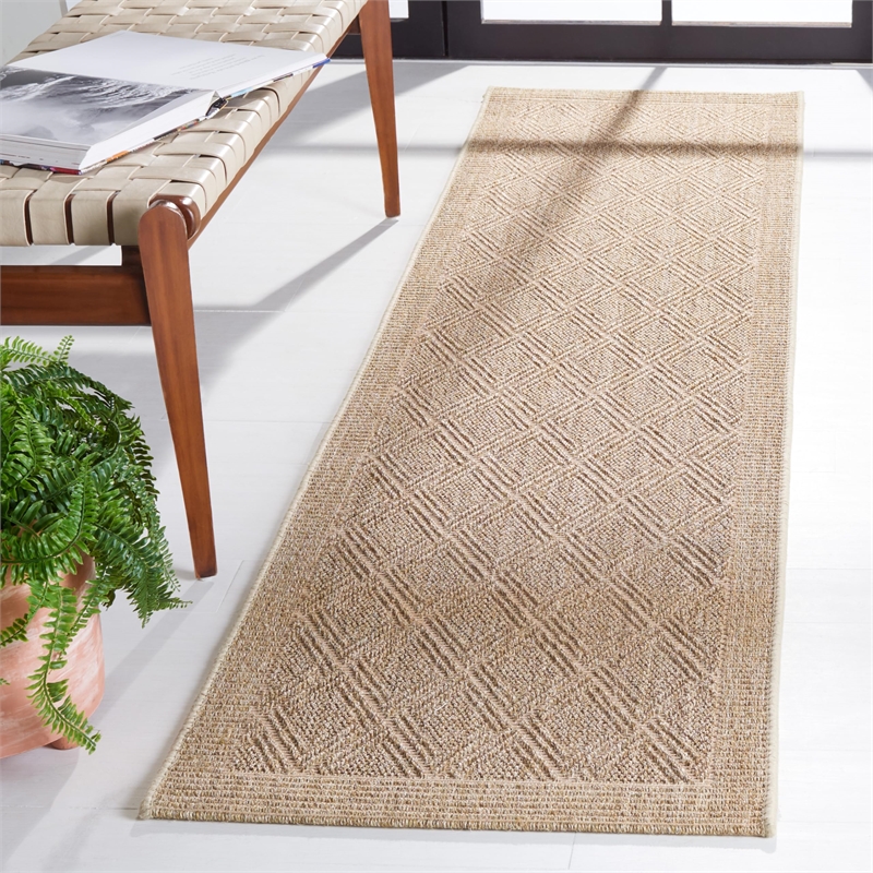 Safavieh Palm Beach 2' X 8' Power Loomed Sisal and Jute Rug in Sand