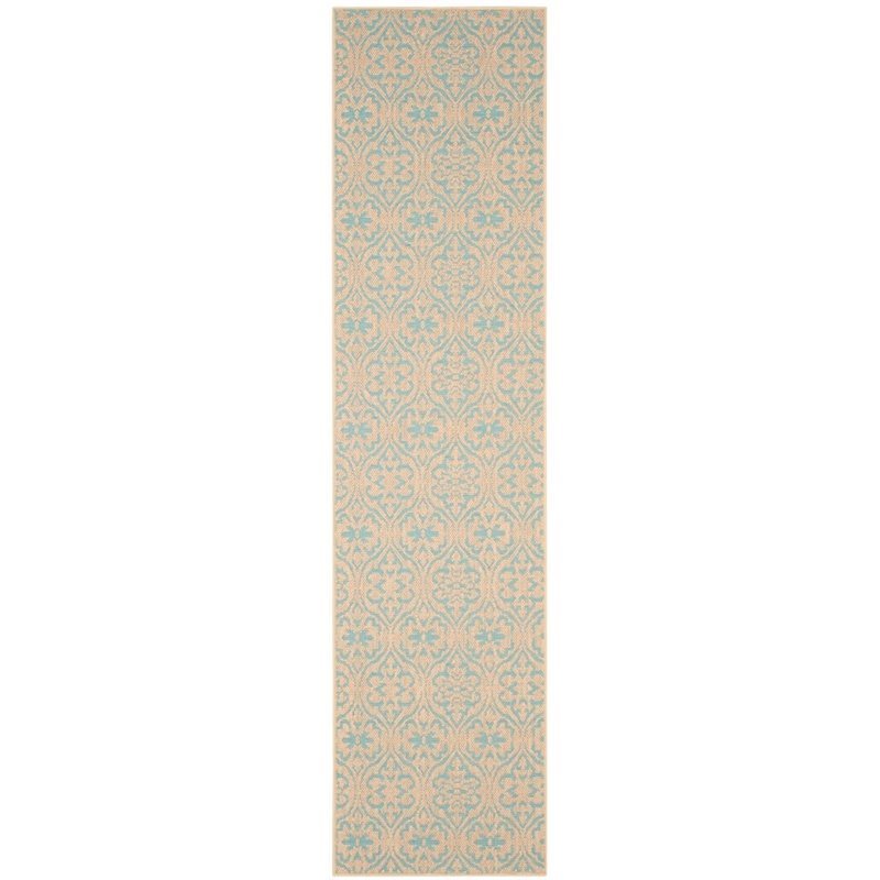 Safavieh Palm Beach 2' X 8' Hand Woven Rug in Natural and Turquoise