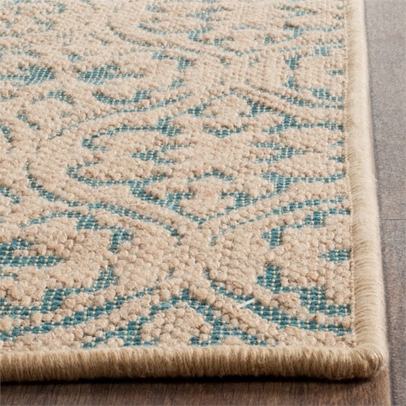 Safavieh Palm Beach 3' X 5' Hand Woven Rug in Natural and Turquoise