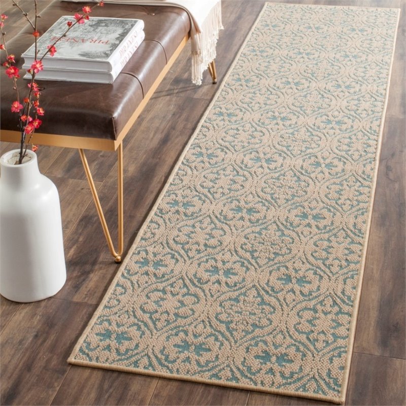 Safavieh Palm Beach 4' X 6' Hand Woven Rug in Natural and Turquoise