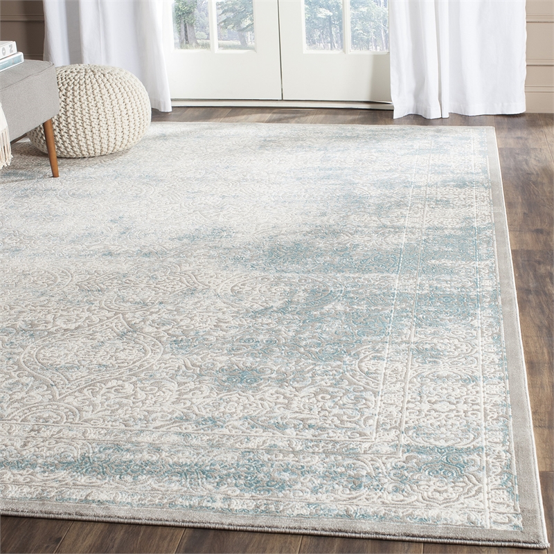 Safavieh Passion 10' X 14' Power Loomed Rug in Turquoise and Ivory