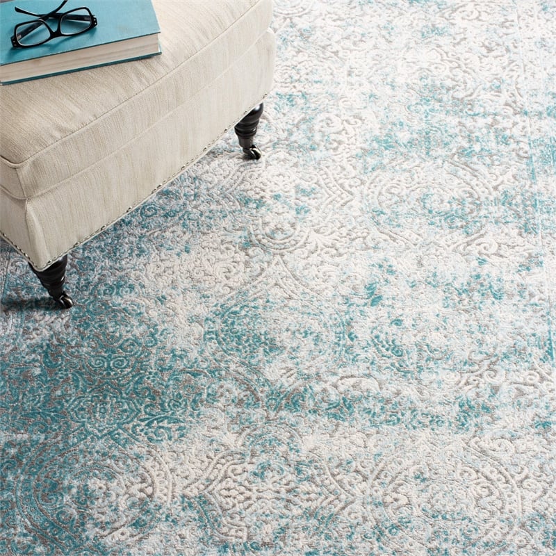 Safavieh Passion 11' X 15' Power Loomed Rug in Turquoise and Ivory