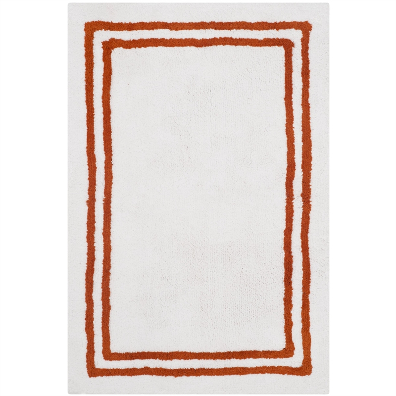 Safavieh Plush Master Bath 2' X 3' Hand Tufted Cotton Rug in Rust (Set of 2)