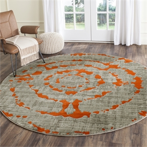 Safavieh Porcello 5'-1&quot x 5'-1&quot Power Loomed Rug in Light Gray / Orange