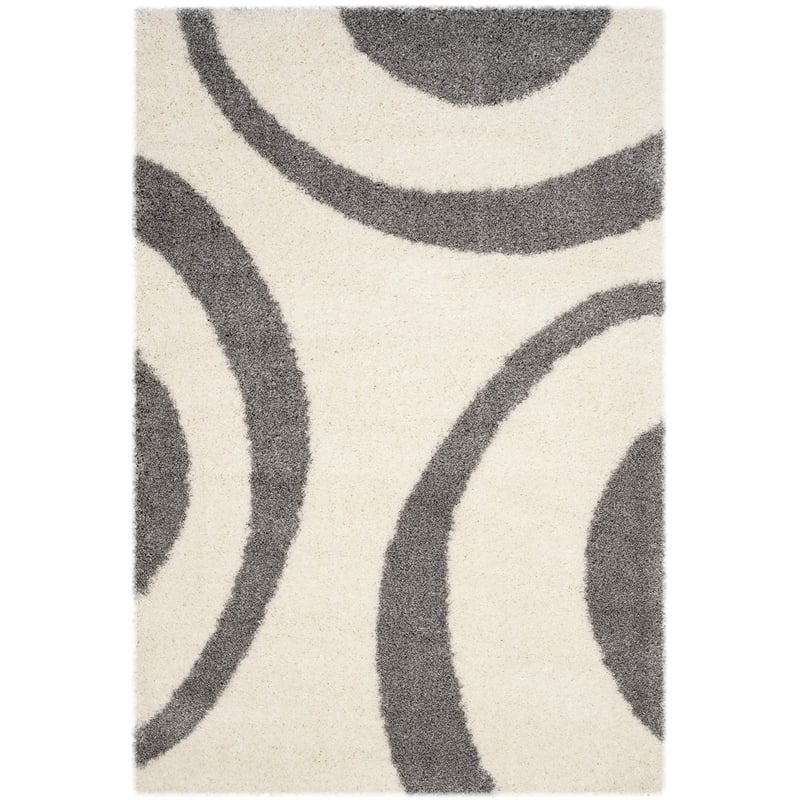 Safavieh Portofino Shag 4' X 6' Power Loomed Rug in Ivory and Gray