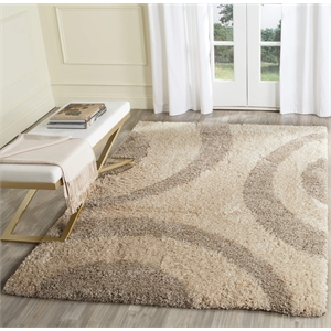 Safavieh Portofino Shag 4' X 6' Power Loomed Rug in Ivory and Beige