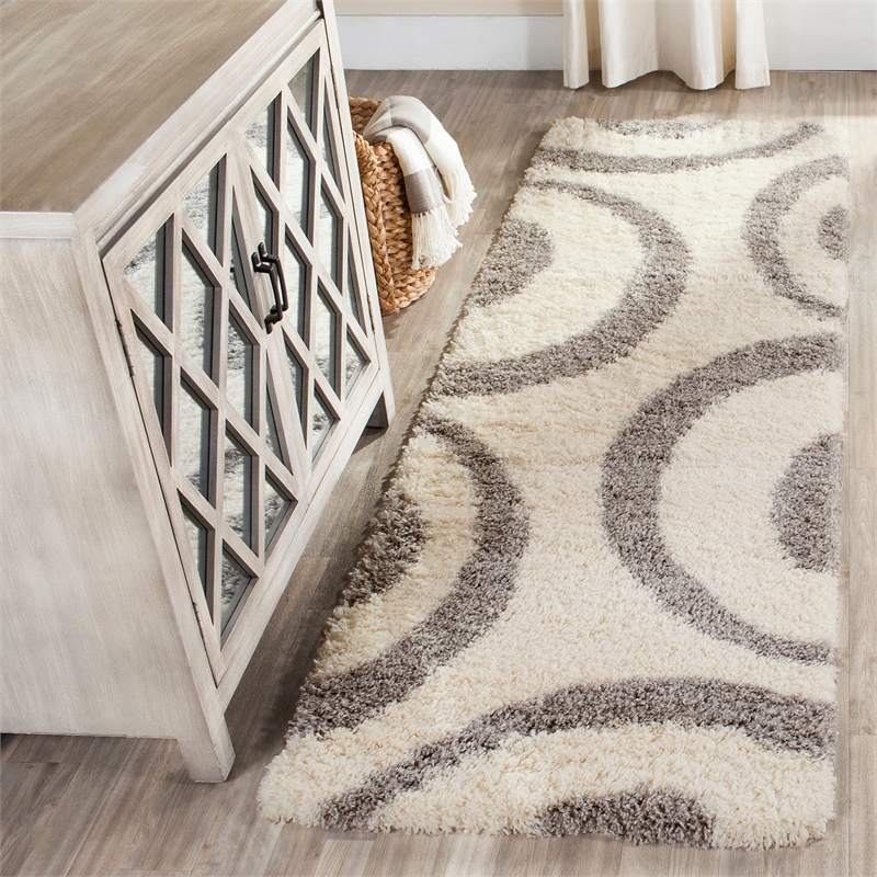 Safavieh Portofino Shag 8' X 10' Power Loomed Rug in Ivory and Beige