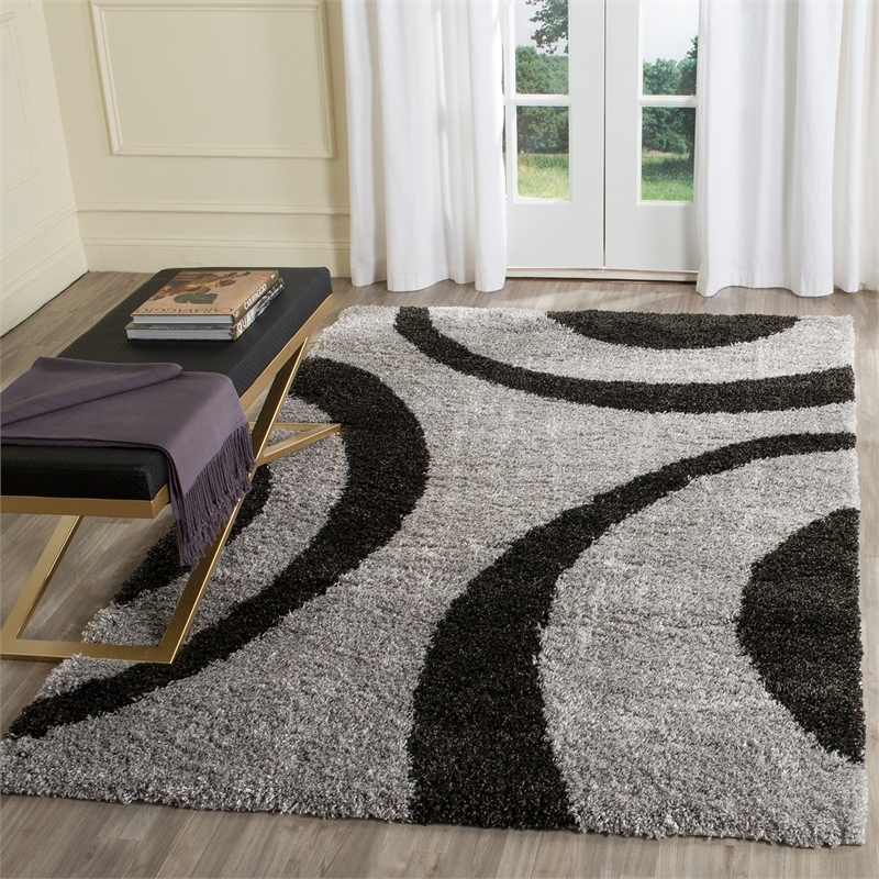 Safavieh Portofino Shag 8' X 10' Power Loomed Rug in Ivory and Beige