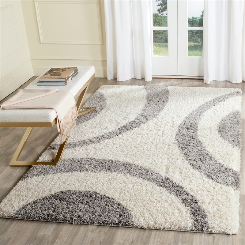 Safavieh Portofino Shag 8' X 10' Power Loomed Rug in Ivory and Beige