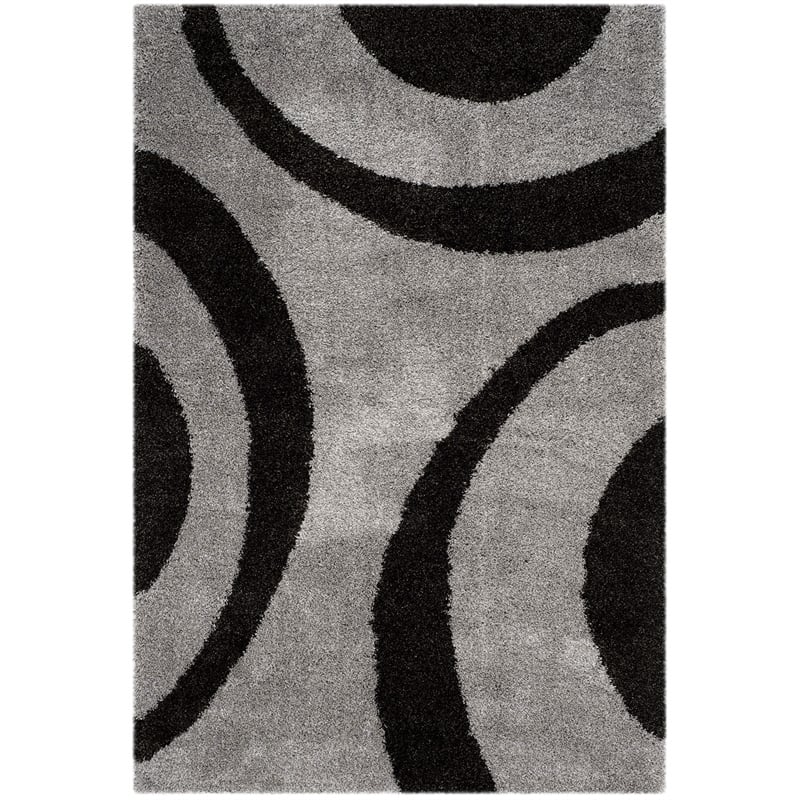 Safavieh Portofino Shag 4' X 6' Power Loomed Rug in Gray and Black