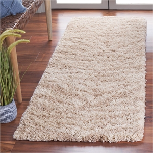 Safavieh Portofino Shag 2'3&quot X 7' Power Loomed Rug in Ivory and Gray
