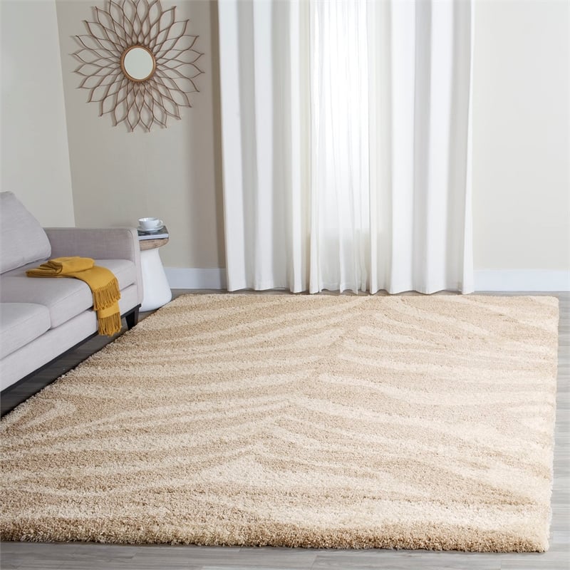 Safavieh Portofino Shag 8' X 10' Power Loomed Rug in Ivory and Gray
