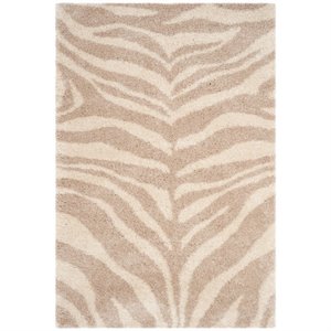 Safavieh Portofino Shag 2'3&quot X 7' Power Loomed Rug in Ivory and Beige