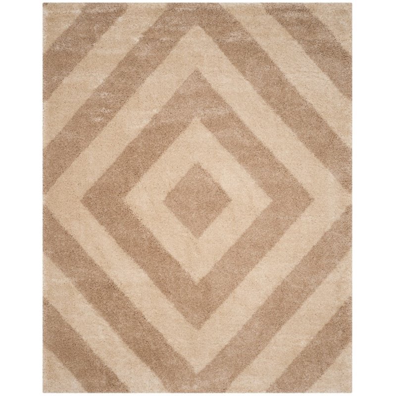 Safavieh Portofino Shag 4' X 6' Power Loomed Rug in Ivory and Beige