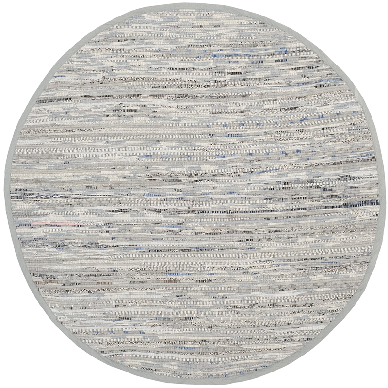 Safavieh Rag 4' Round Hand Woven Cotton Rug in Gray