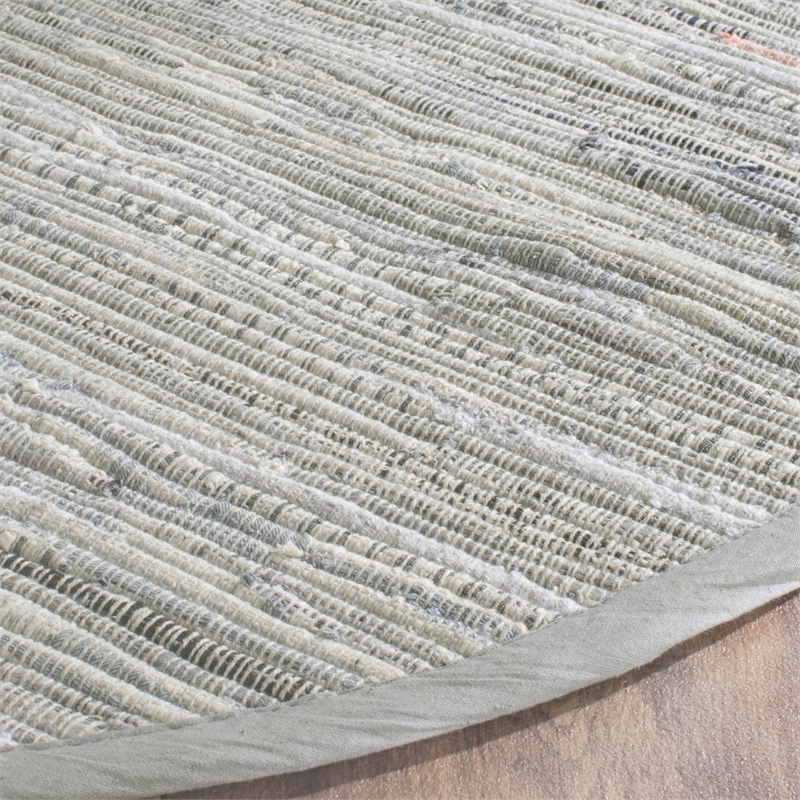 Safavieh Rag 4' Round Hand Woven Cotton Rug in Gray