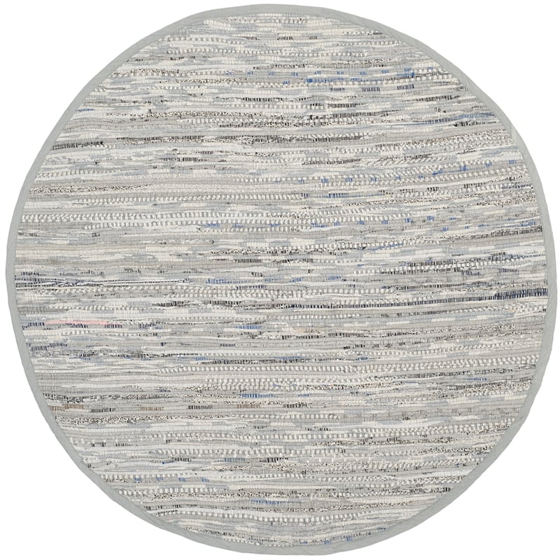 Safavieh Rag 8' Round Hand Woven Cotton Rug in Gray