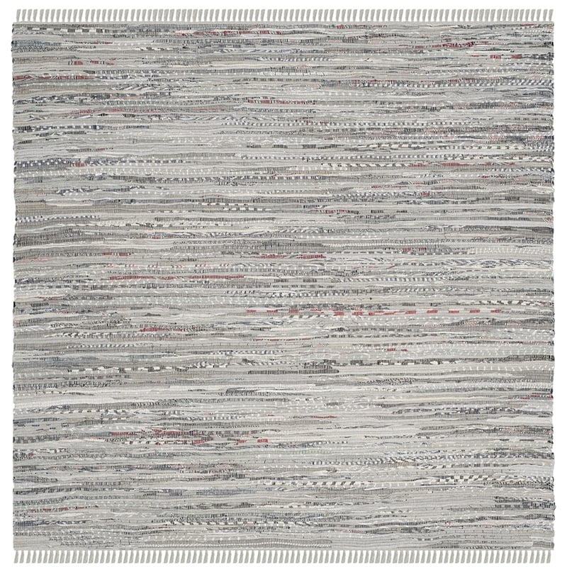 Safavieh Rag 8' Square Hand Woven Cotton Rug in Gray