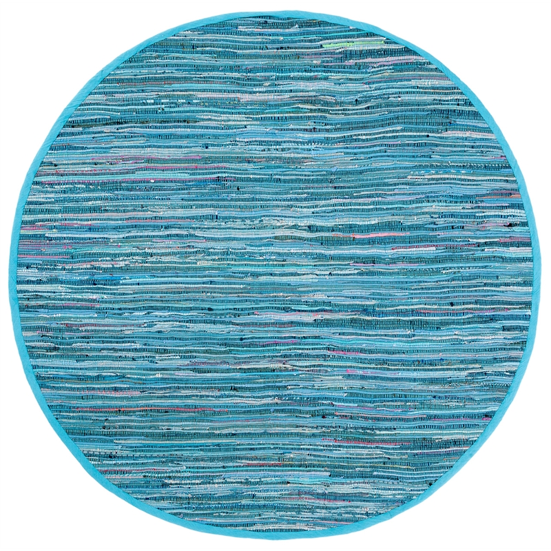 Safavieh Rag 4' Round Hand Woven Cotton Rug in Blue