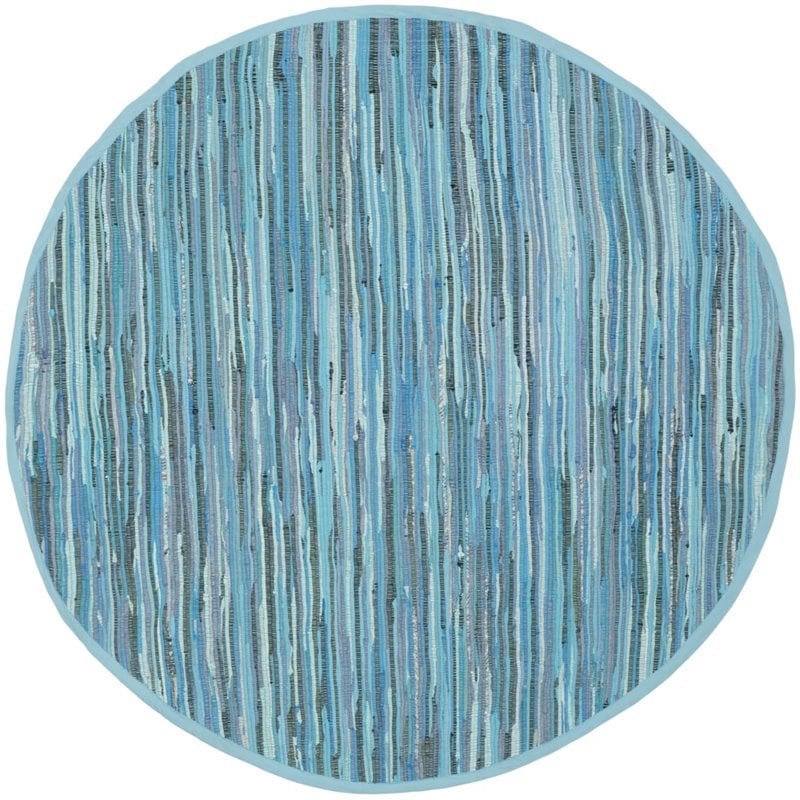 Safavieh Rag 8' Round Hand Woven Cotton Rug in Blue