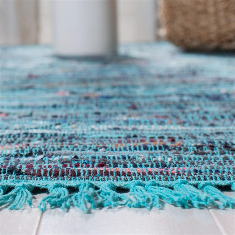 Safavieh Rag 8' Square Hand Woven Cotton Rug in Blue