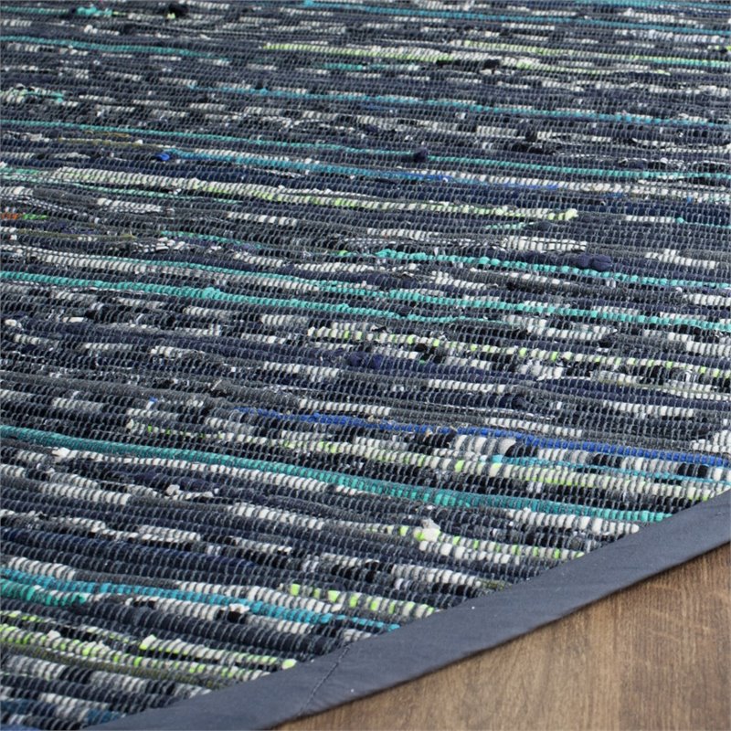 Safavieh Rag 4' Round Hand Woven Cotton Rug in Ink