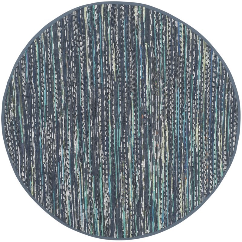 Safavieh Rag 4' Round Hand Woven Cotton Rug in Ink