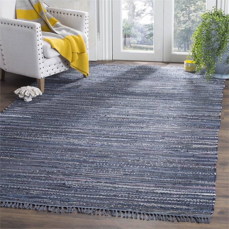 Safavieh Rag 4' Square Hand Woven Cotton Rug in Ink