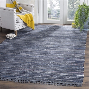 Safavieh Rag 4' Square Hand Woven Cotton Rug in Ink