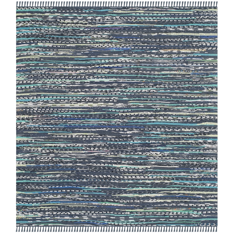 Safavieh Rag 4' Square Hand Woven Cotton Rug in Ink