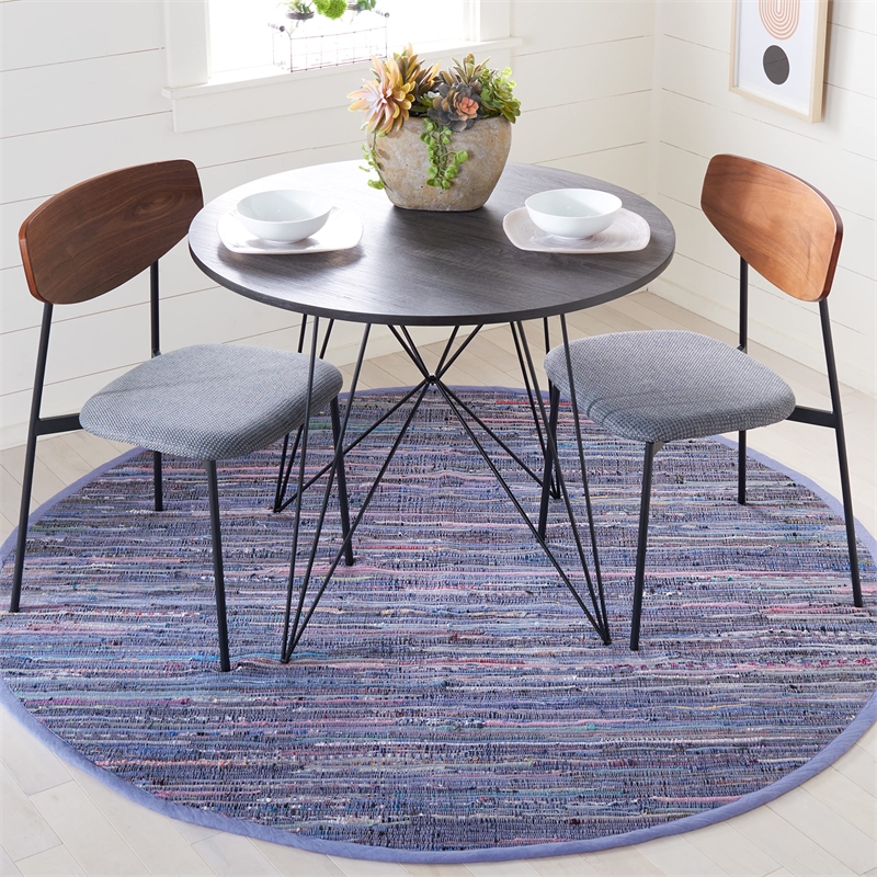 Safavieh Rag 4' Round Hand Woven Cotton Rug in Purple
