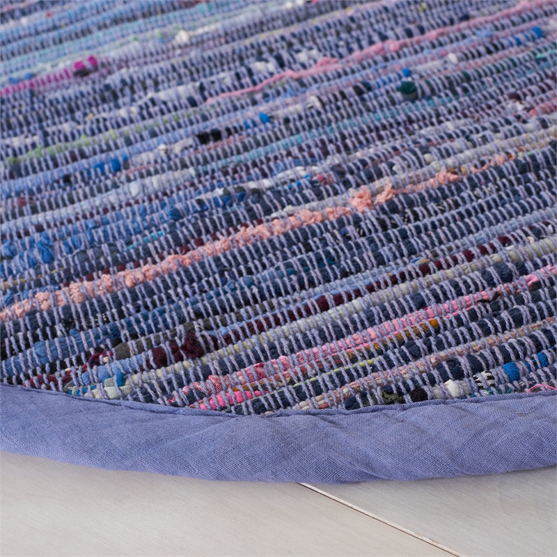 Safavieh Rag 4' Round Hand Woven Cotton Rug in Purple