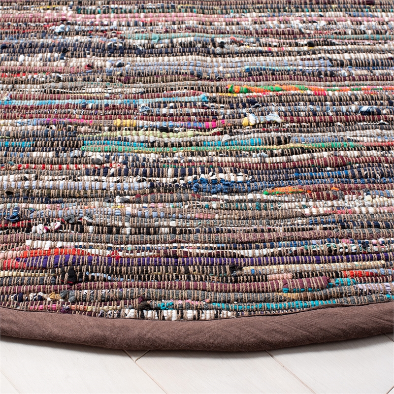 Safavieh Rag 4' Round Hand Woven Cotton Rug in Rust