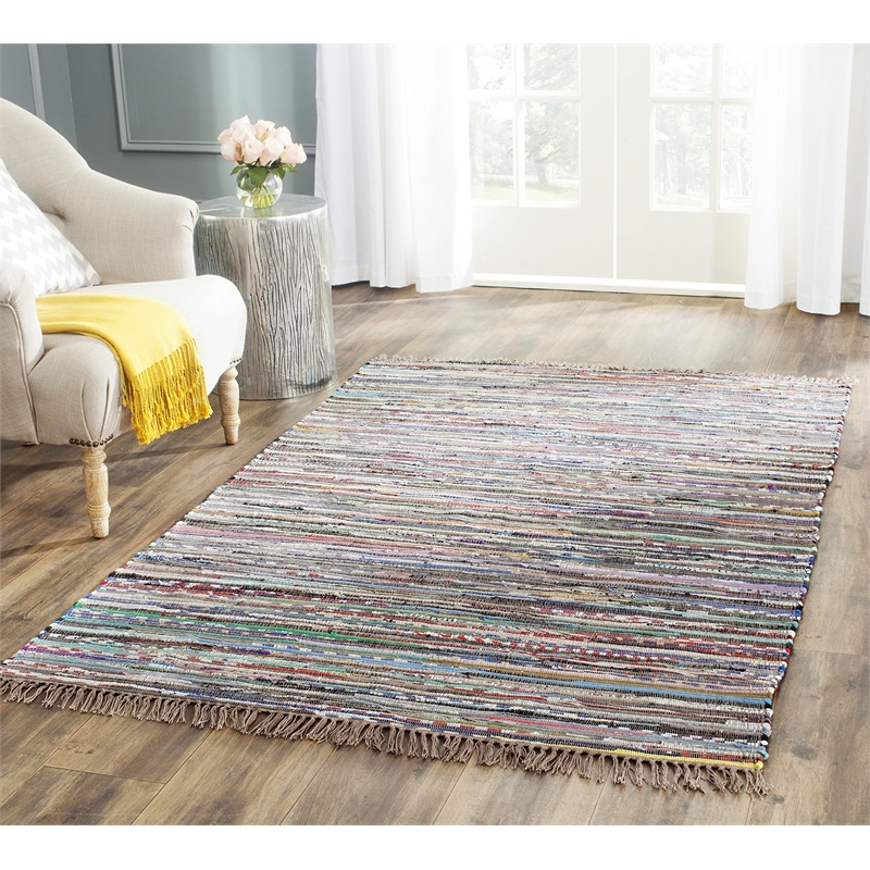 Safavieh Rag 4' Square Hand Woven Cotton Rug in Rust