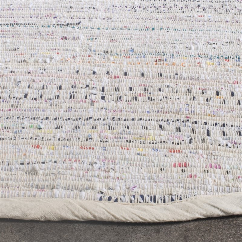 Safavieh Rag 4' Round Hand Woven Cotton Rug in Ivory