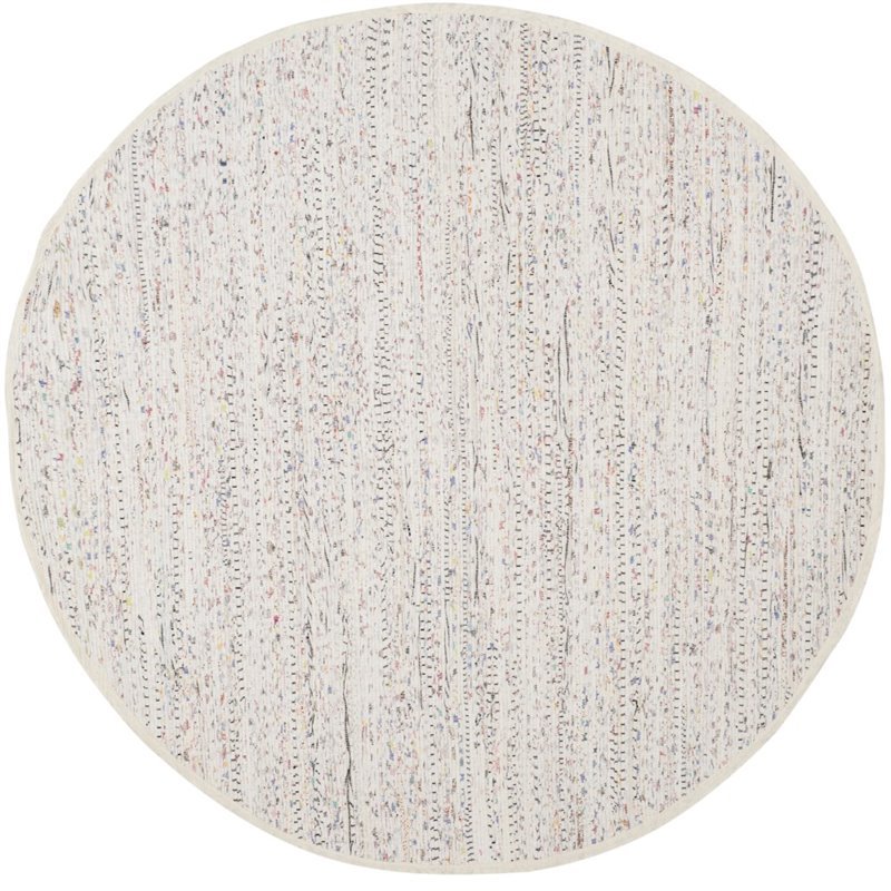Safavieh Rag 4' Round Hand Woven Cotton Rug in Ivory