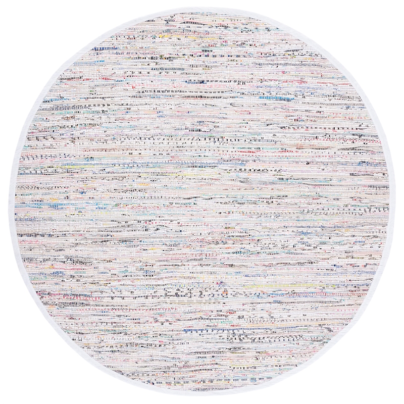 Safavieh Rag 8' Round Hand Woven Cotton Rug in Ivory