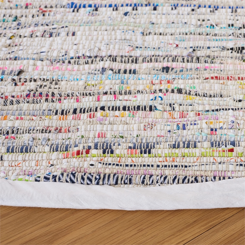 Safavieh Rag 8' Round Hand Woven Cotton Rug in Ivory