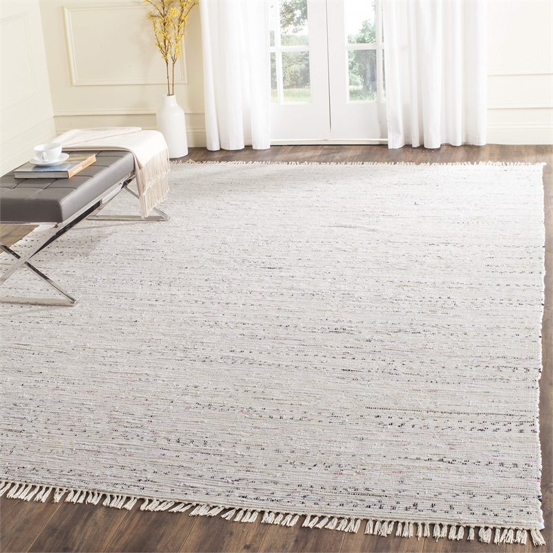 Safavieh Rag 8' Square Hand Woven Cotton Rug in Ivory