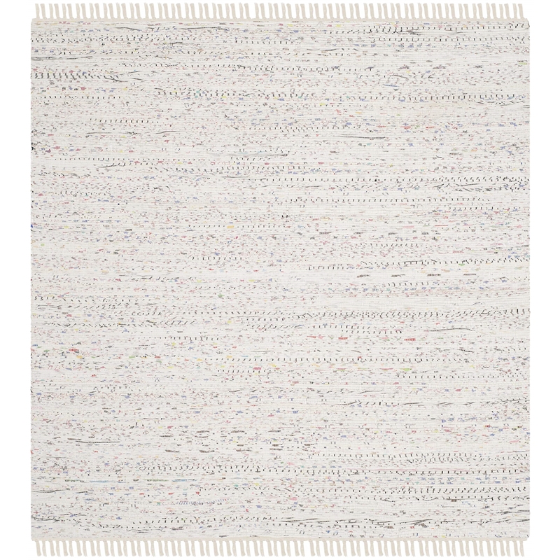 Safavieh Rag 8' Square Hand Woven Cotton Rug in Ivory