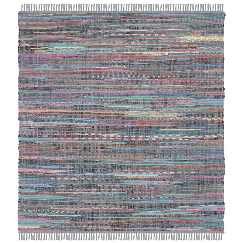 Safavieh Rag 4' Square Hand Woven Cotton Rug in Aqua