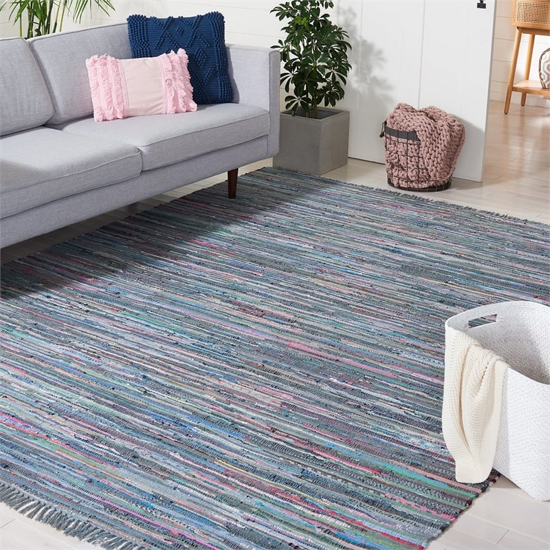 Safavieh Rag 8' X 10' Hand Woven Cotton Rug in Aqua