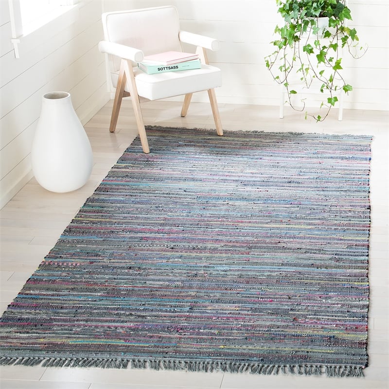 Safavieh Rag 4' X 6' Hand Woven Cotton Rug in Gray