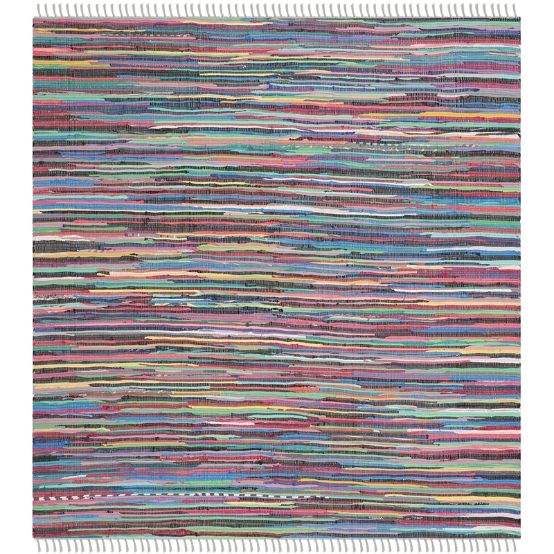 Safavieh Rag 4' Square Hand Woven Cotton Rug in Gray