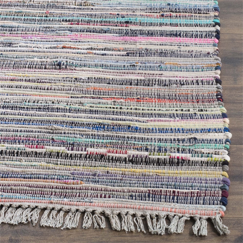 Safavieh Rag 4' Square Hand Woven Cotton Rug in Gray