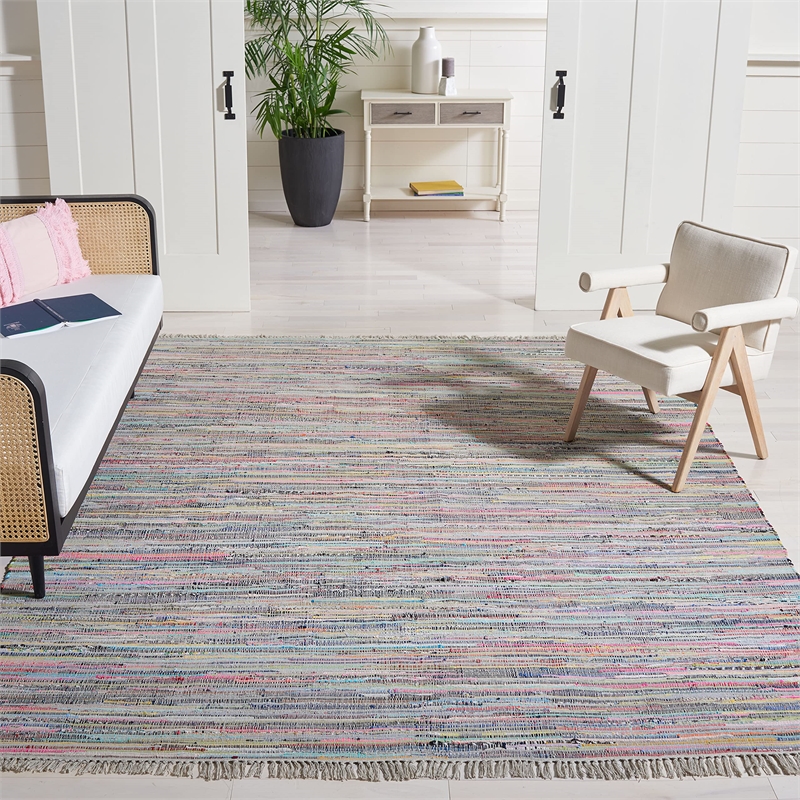Safavieh Rag 6' Square Hand Woven Cotton Rug in Gray