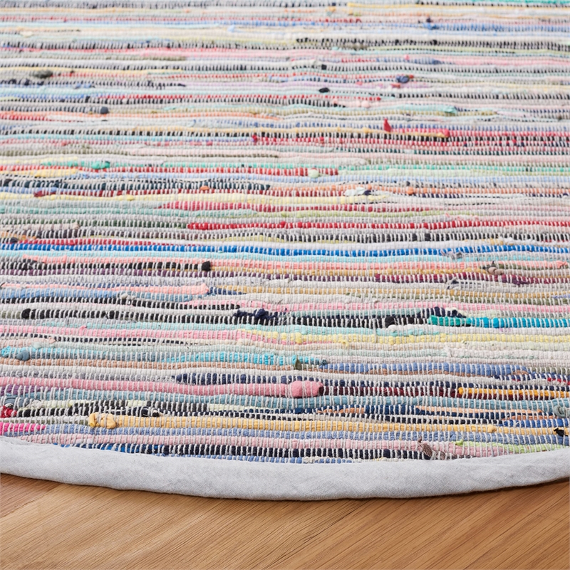 Safavieh Rag 8' Round Hand Woven Cotton Rug in Gray