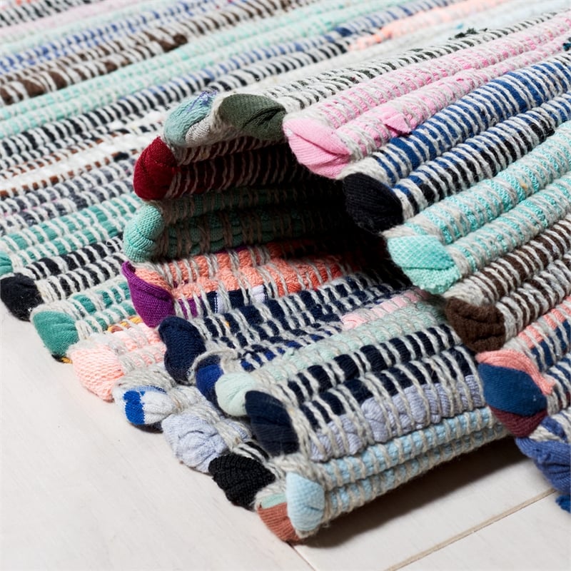 Safavieh Rag 2' X 3' Hand Woven Cotton Rug in Light Blue